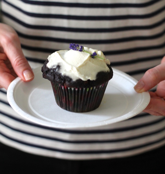 chocolate and olive oil zucchini cupcakes with salted honey mascarpone // the muffin myth